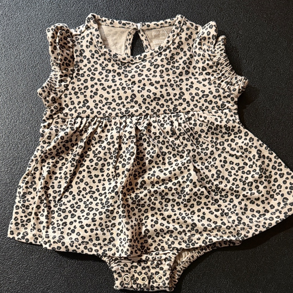 First Impressions Black and Cream Leopard Print Sunsuit 1 pc